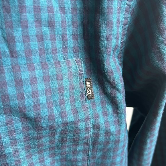 Blue Plaid Wesc Button Down Shirt XL - Picture 3 of 9